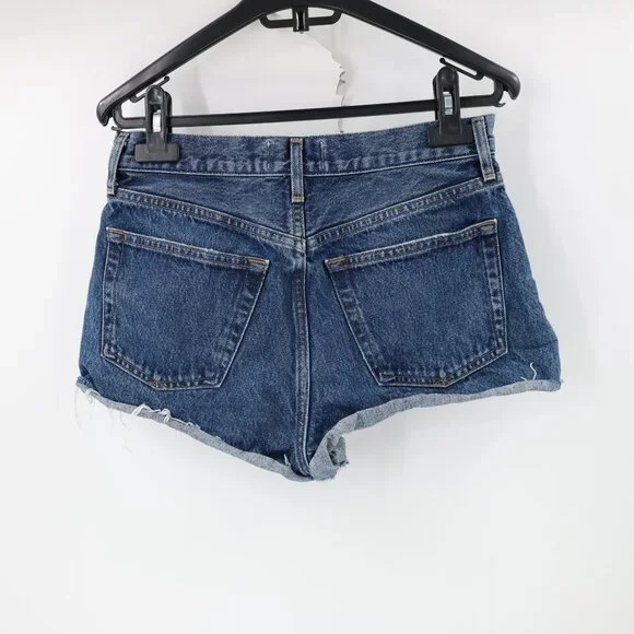 Agolde Parker Denim Shorts Womens 25 medium Wash Cutoff Raw Hem Distressed 2.5" - Picture 4 of 10